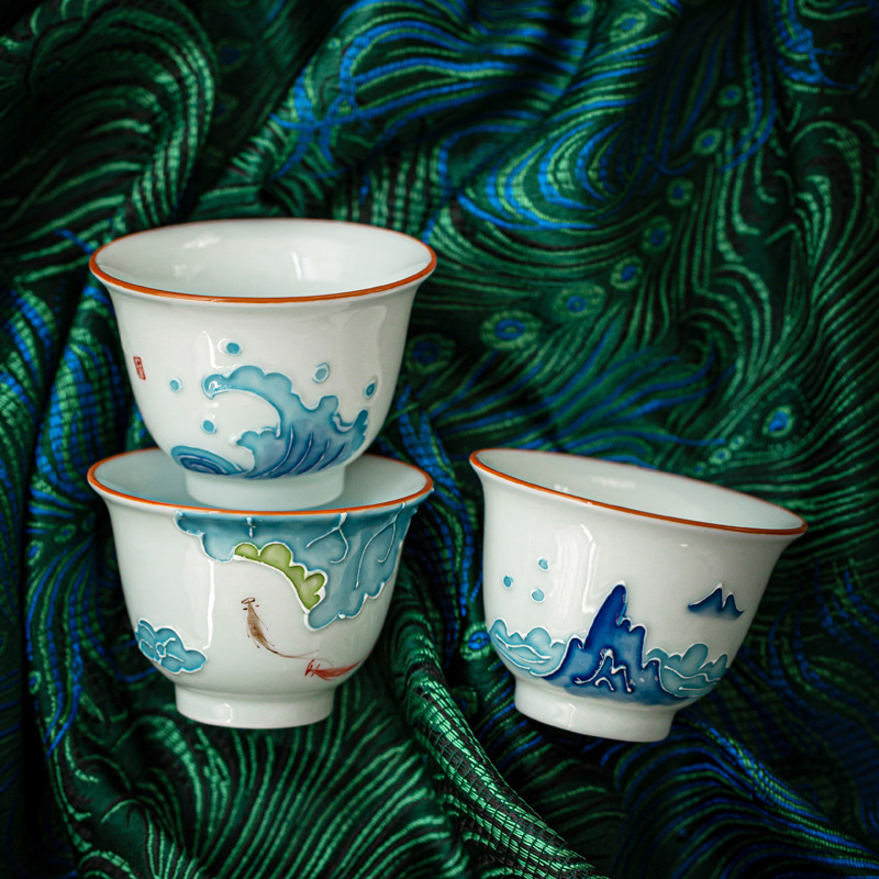 Hand-painted Kung Fu Tea Cup,  - Celadon Ceramic Cup ulasan dan harga