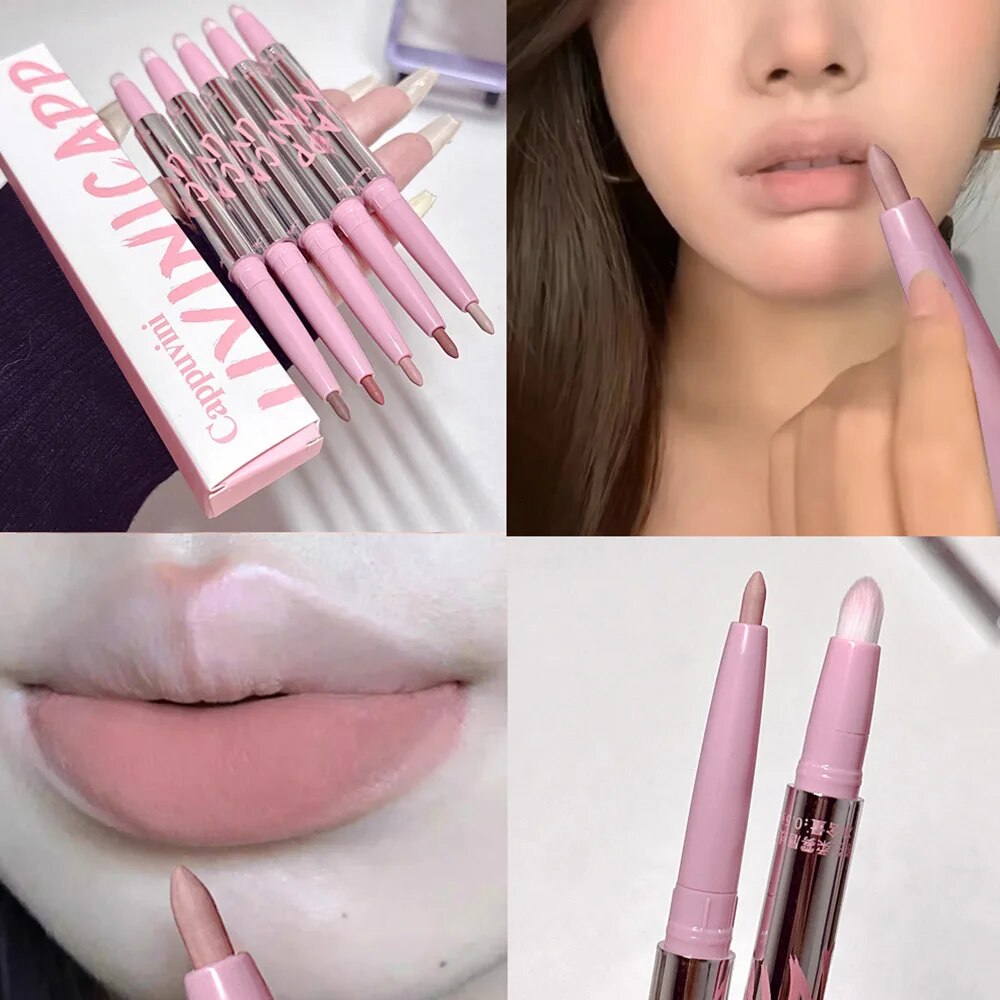 Nude Lip Liner with Lip Brush  - Lip Tint Korean ulasan dan harga